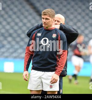 BT Murrayfield Stadium, Édimbourg, Écosse, Royaume-Uni. 7 février 2020. Séance de formation en Angleterre avant Guinness Six Nations Test vs Ecosse . Angleterre Owen Farrell (Saracens) . Crédit: Eric mccowat/Alay Live News Banque D'Images