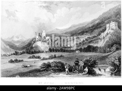 Une gravure de St Ara - Mortari (Affenhausen ? Dans le Tyrol) numérisé à haute résolution à partir d'un livre imprimé en 1836. Considéré comme libre de droits d'auteur. Banque D'Images