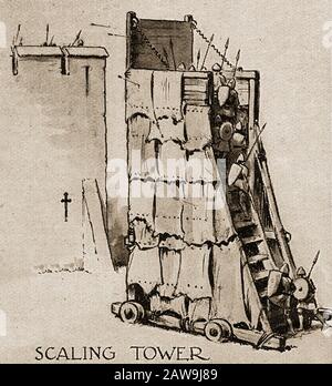 Illustration des années 1940 montrant des armes de combat historiques - Scaling Tower. Utilisé pour mettre à l'échelle les murs et les tours Banque D'Images