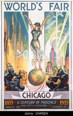 AFFICHE DU SALON MONDIAL DE CHICAGO 1933 Banque D'Images