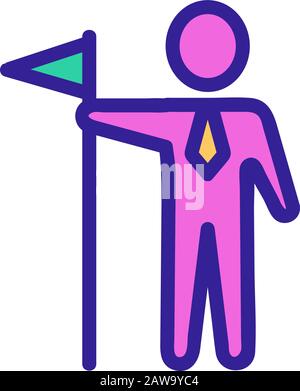 vecteur d'icône de drapeau d'homme d'affaires. Illustration du symbole de contour isolé Illustration de Vecteur