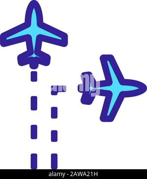 La trajectoire du plan est un vecteur d'icône. Illustration du symbole de contour isolé Illustration de Vecteur