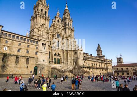 Place de la cathédrale de Santjago de Compostela Banque D'Images