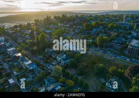 Le quartier de Queen Anne dans la ville de Seattle Banque D'Images