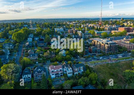 Le quartier de Queen Anne dans la ville de Seattle Banque D'Images