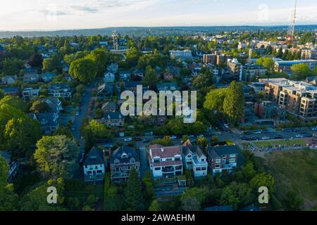 Le quartier de Queen Anne dans la ville de Seattle Banque D'Images