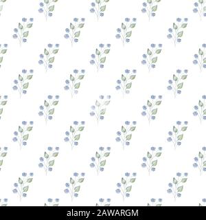 Les branches d'arbre vert aquarelle hand drawn seamless raster pattern. Feuillage d'été illustration aquarelle. Les feuilles des rameaux avec texture décorative. Botani Banque D'Images