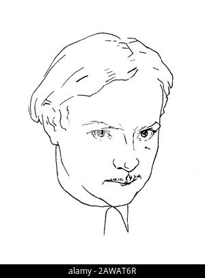 1935 , ITALIE : l'écrivain de jeu italien , saggiste , dramatiste , journaliste MARCO RAMPERTI ( 1887 - 1964 ), caricature Portrait de MINIACI . - LETTERATO Banque D'Images