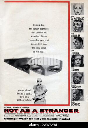 1955, LOS ANGELES , États-Unis : le film publicitaire affiche pour le film PAS COMME UN ÉTRANGER ( Nessuno resta solo ) de STANLEY KRAMER , d'un roman de Mor Banque D'Images
