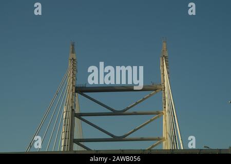 Détail d'un fond abstrait de pont. Vue sur le fond industriel de la partie de pont Banque D'Images