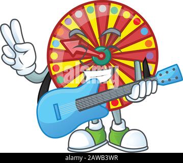 Un personnage de dessin animé de la fortune de roue jouant une guitare Illustration de Vecteur