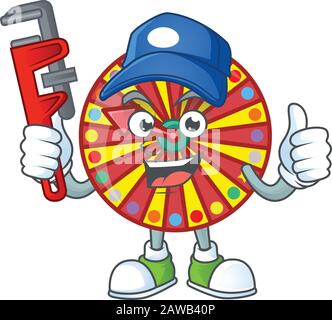 Smiley Plumpber roue fortune sur le style photo de mascotte Illustration de Vecteur