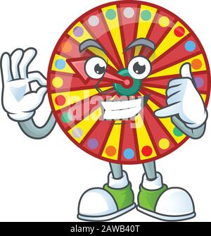 Appelez-moi drôle roue fortune mascotte style d'image Illustration de Vecteur