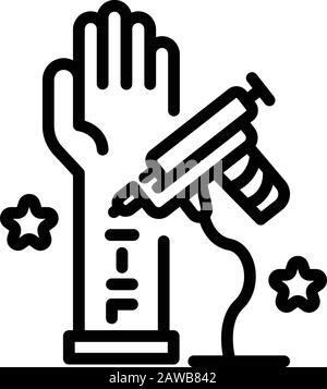 Icône main tattoo dessinée, style de contour Illustration de Vecteur