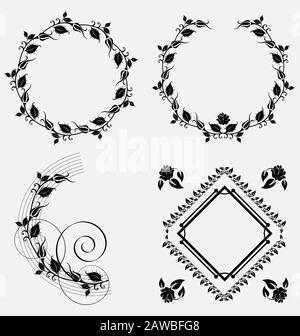 Collection créative d'éléments décoratifs à cadre décoratif Illustration de Vecteur