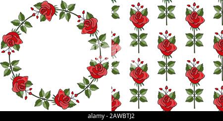 Motif abstrait avec roses rouges et cadre transparent vectoriel roses rouges Illustration de Vecteur
