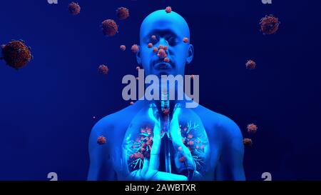 Infection pulmonaire du coronavirus, illustration conceptuelle Banque D'Images