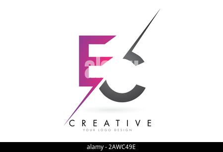 Logo EC E C lettre avec Colorblock Design et Creative Cut. Logo créatif. Illustration de Vecteur