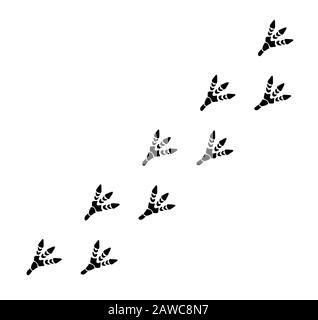 Silhouette de sentier à empreinte de dinosaure sur fond blanc Illustration de Vecteur