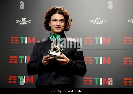 Sanremo, 70ème festival de chansons italiennes 2020. Le gagnant de Sanremo Giovani Leo Gassmann Banque D'Images