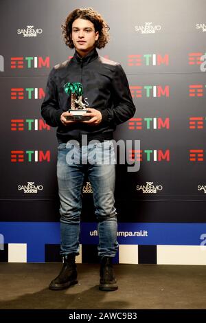Sanremo, 70ème festival de chansons italiennes 2020. Le gagnant de Sanremo Giovani Leo Gassmann Banque D'Images