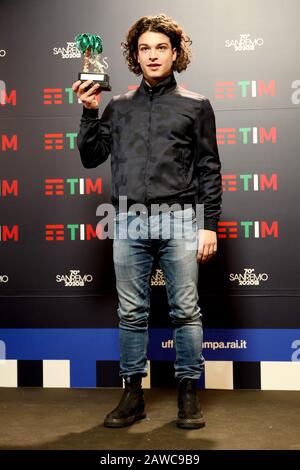 Sanremo, 70ème festival de chansons italiennes 2020. Le gagnant de Sanremo Giovani Leo Gassmann Banque D'Images