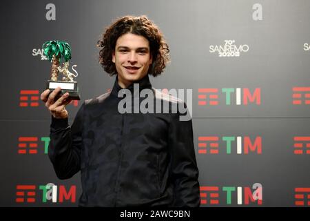 Sanremo, 70ème festival de chansons italiennes 2020. Le gagnant de Sanremo Giovani Leo Gassmann Banque D'Images