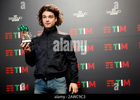 Sanremo, 70ème festival de chansons italiennes 2020. Le gagnant de Sanremo Giovani Leo Gassmann Banque D'Images