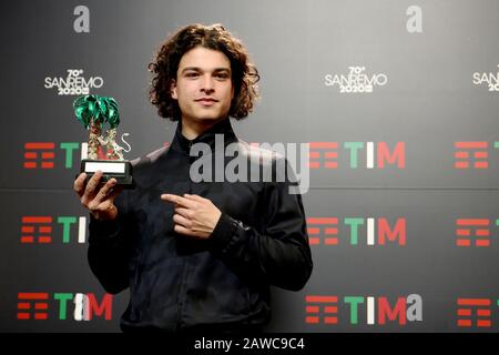 Sanremo, 70ème festival de chansons italiennes 2020. Le gagnant de Sanremo Giovani Leo Gassmann Banque D'Images