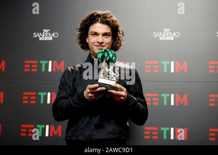 Sanremo, 70ème festival de chansons italiennes 2020. Le gagnant de Sanremo Giovani Leo Gassmann Banque D'Images