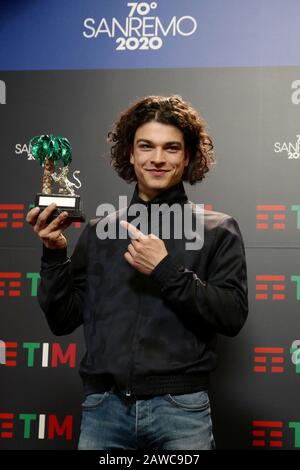 Sanremo, 70ème festival de chansons italiennes 2020. Le gagnant de Sanremo Giovani Leo Gassmann Banque D'Images