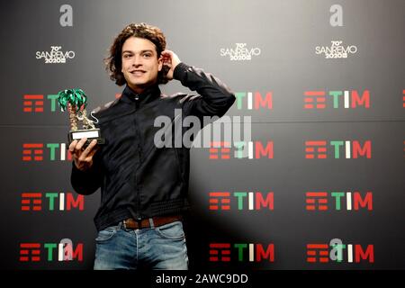 Sanremo, 70ème festival de chansons italiennes 2020. Le gagnant de Sanremo Giovani Leo Gassmann Banque D'Images