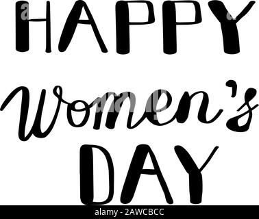 Bonne fête des femmes lettres dessinées à la main isolées sur fond blanc. Vector Outline vacances texte.Belles cartes d'arrière-plan pour le message d'accueil, l'invitation, Illustration de Vecteur