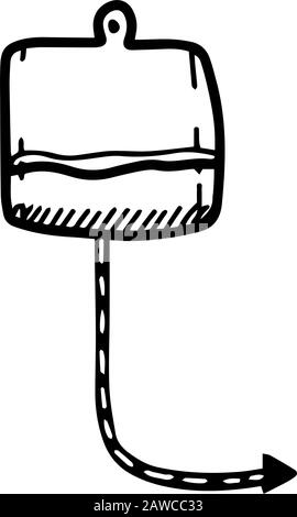 Sac de don de sang avec icône de tube dans le style de doodle dessiné à la main.icône de symbole de don avec coeurs.illustration du contour vectoriel.Charity donner le logo d'esquisse e Illustration de Vecteur