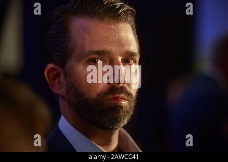 Des Moines, États-Unis. 3 février 2020. Le fils du président américain Donald J. Trump, Donald Trump Jr, s'adresse aux participants après la conférence De presse Keep Iowa Great à des Moines. Crédit: Jeremy Hogan/Sopa Images/Zuma Wire/Alay Live News Banque D'Images