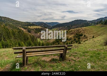 Faites une randonnée sur le Belchen avec une vue panoramique fantastique dans le magnifique Schonau dans la Forêt Noire Banque D'Images