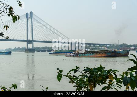 Vue sur le pont de Vidyasagar. Kolkata. Inde Banque D'Images