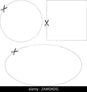 ligne de coupe avec icônes de ciseaux, illustration vectorielle de modèle de coupon de découpe Illustration de Vecteur