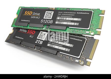 Autre disque dur SSD M2 isolé sur fond blanc. 3d illustration Banque D'Images