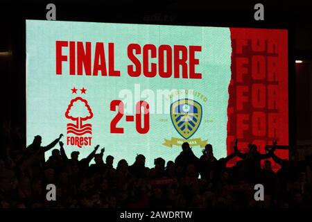 Nottingham, Royaume-Uni. 8 février 2020. Le tableau de bord après le match du championnat Sky Bet entre Nottingham Forest et Leeds United au City Ground, Nottingham le samedi 8 février 2020. (Crédit: Pat Scaasi | MI News) la photographie ne peut être utilisée qu'à des fins de rédaction de journaux et/ou de magazines, licence requise à des fins commerciales crédit: Mi News & Sport /Alay Live News Banque D'Images