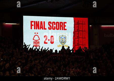 Nottingham, Royaume-Uni. 8 février 2020. Le tableau de bord après le match du championnat Sky Bet entre Nottingham Forest et Leeds United au City Ground, Nottingham le samedi 8 février 2020. (Crédit: Pat Scaasi | MI News) la photographie ne peut être utilisée qu'à des fins de rédaction de journaux et/ou de magazines, licence requise à des fins commerciales crédit: Mi News & Sport /Alay Live News Banque D'Images