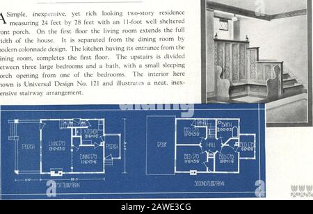 Économie architecturale, volume 1 . Résidence Two Story n° 4021 ASimple, bon marché, mais riche apparence de deux étages résidentiels de 24 pieds sur 28 pieds avec une véranda de 11 pieds bien protégée. Au premier étage, le salon étend toute la largeur de la maison. Il est séparé de la salle à manger de style colonnade moderne. La cuisine avec son entrée de la salle à manger complète le premier étage. L'étage est divisé entre trois grandes chambres et une salle de bains, avec une petite véranda donnant sur l'une des chambres. L'hereshown intérieur est le design universel n° 121 et illustre un ne Banque D'Images