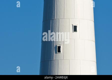 Tour Du Phare Blanc Rond Gros Plan Banque D'Images