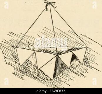 Travail constructif; . 1 1 1 ^ . £ ji ^ j J pli carré comme dans l'exercice XIII Pliez les points i, 2, 3 et 4 pour centrer A et bien froisser. Ceci forme 4 triangles. 132 triangle coupé 2 et le long d'un côté du triangléfromé en coupant 2. Glissez ce triangle à bords libres sous celui à côté de itand coller. Ceci forme un panier triangulaire avec un point de chaque côté. EXERCICE CXXXIV. Décorations Pour Arbres De Noël... Procéder comme dans l'exercice CXXXIII. Couper le carré de chaque triangle qui pend sur le côté.Ceci forme les deux points à la place d'un comme dans ExerceXXXIII. EXERCICE CXXXV. Panier Ou Boîte À Bonbons. Banque D'Images