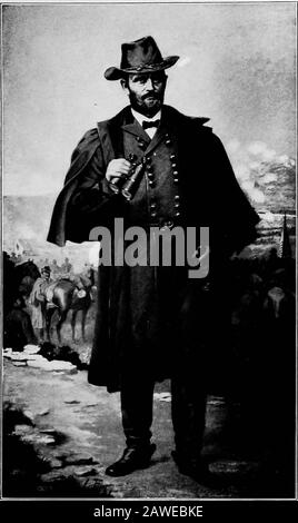 Rapport de la réunion de l'association familiale Grant à la célébration du 100ème anniversaire de la naissance d'Ulysses Simpson Grant à Washington, D.C., 27 avril 1922, et des exercices à New York City et point Pleasant, Ohio . por-trait de son père qu'il avait jamais vu. Il a ajouté qu'il était particulièrement heureux que nous ayons choisi la bataille de Chattanooga comme scène de ce portrait, Comme dans les écoles militaires à travers le monde, les champs de bataille de Chattanooga et la bataille d'Austerlitz sont indiqués comme illustrationsdes deux seules batailles de l'époque moderne qui ont été combattues et remportées ainc Banque D'Images