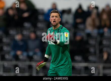 Swansea, Royaume-Uni. 8 février 2020. Gardien de but Ben Hamer (prêt de La ville De Huddersfield) du comté de Derby lors du match du championnat Sky Bet entre Swansea City et Derby County au Liberty Stadium, Swansea, Pays de Galles, le 8 février 2020. Photo D'Andy Rowland. Crédit: Images Prime Media / Alay Live News Banque D'Images