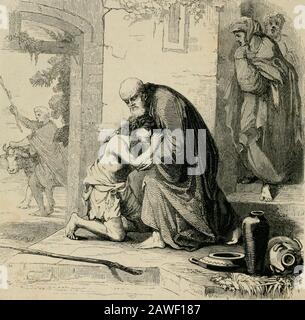 Le Nouveau Testament de notre Seigneur et Sauveur Jésus a été Translaté de la Vulgate latine: Et diligemment comparé à l'original grec . ST. Luc ^-Mil^tj^ ^. 4 l'homme de Wliat est-il là de vous qui hath mouton ahundred: Et s'il glissait tout perdre un d'eux, dotli il ne quitte pas les quatre-vingt-dix neuf dans le désert, et aller après ce qui a été perdu jusqu'à ce qu'il le trouve? 5 Et wlien il hath l'a trouvé, doth henot le poser sur ses épaules se réjouir: 6 Et de venir à la maison, appeler ensemble les amis et les voisins, leur dire: Se Réjouir avec moi, parce que j'ai trouvé des mybrebis qui a été perdu 1 7 je vous dis, que même là s Banque D'Images