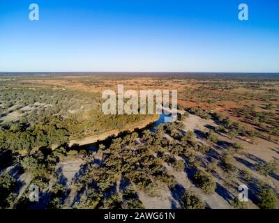 Antenne de la rivière Darling à la jonction de Humes Creek ouest de la Nouvelle-Galles du Sud Banque D'Images