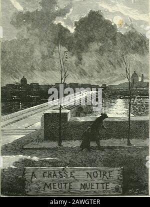 Cents dessins : extraits des oeuvres de Victor Hugo : spécimen d'album . Poursuite, la nuit, de Jean Xaljean, Emmenant Cosette, par Javert et ses hommes. Le- Mi-èrahïs fp i**i. vol. 2 V. LES MISÉRABLES A. DE NEUVILLE Banque D'Images