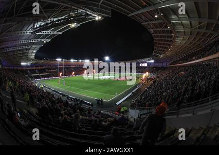 7 février 2020, KC Stadium, Hull, Angleterre; Betfred Super League, Hull FC / Hull Kingston Rovers : les équipes sortent Banque D'Images